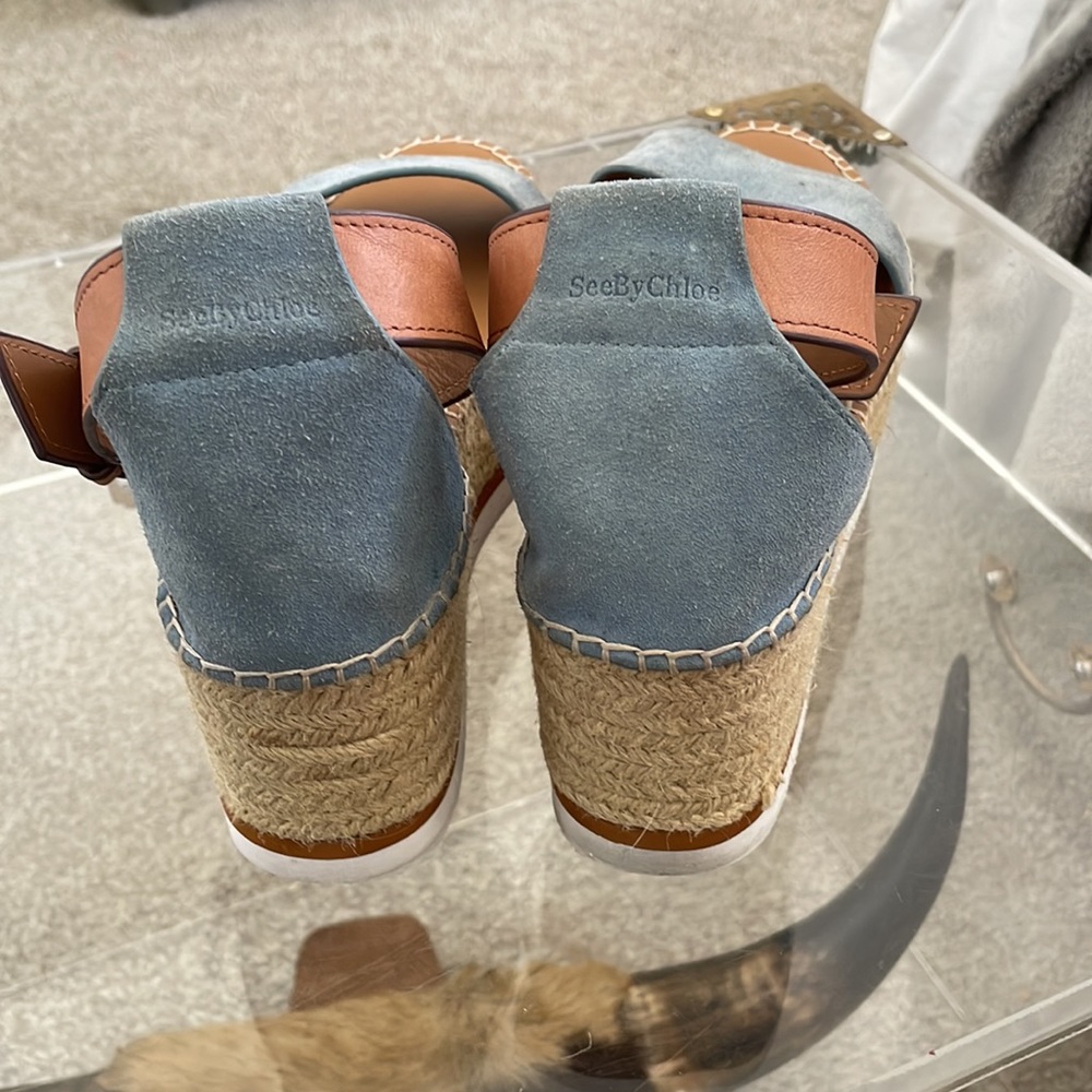 SeeByChloe blue/gray suede espadrille wedges - Picture 4 of 4